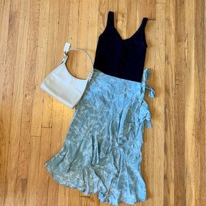 Mint & White Wrap ruffle skirt